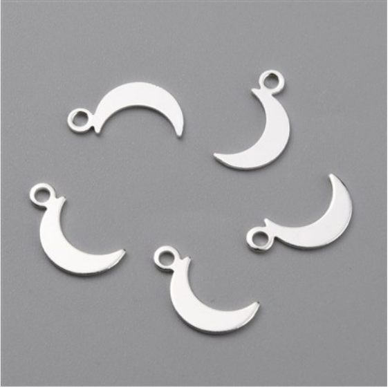 Charm semiluna din alama placata cu argint, 10,5X 5,5 mm [1]