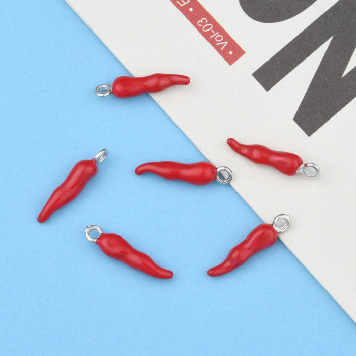 Charm ardei chilli rosu argintiu antichizat [2]