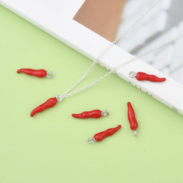 Charm ardei chilli rosu argintiu antichizat [4]