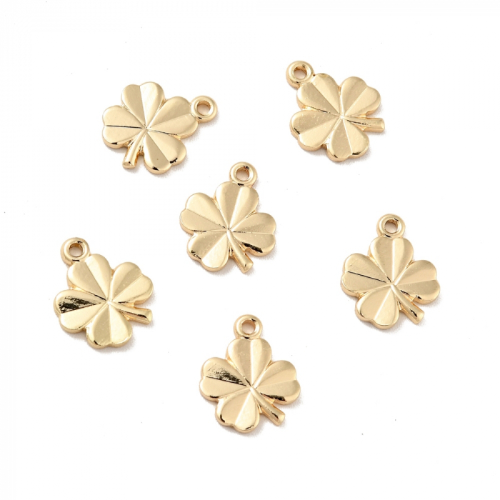 Charm trifoi din alama placata cu aur , 11X9 mm, 1 buc [2]