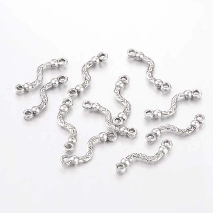 Conector argintiu antichizat, 22.5 X6 mm, 1 bucata [2]