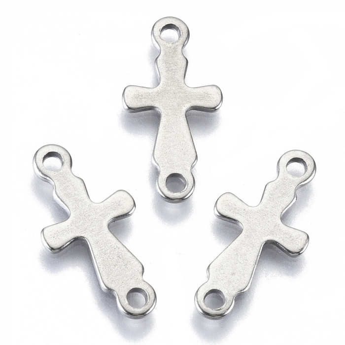 Conector charm cruce din otel inoxidabil 202, 18.5x9mm- 1 bucata [2]