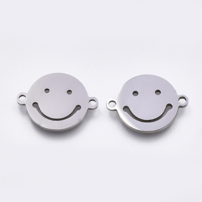 Conector emoticon, smiley face din otel inoxidabil 201, 12.5X16.5 mm, 1 buc [1]