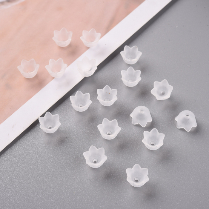 Floare acrilica, clopotel, alb transparent - 10 mm - 1 bucata [4]