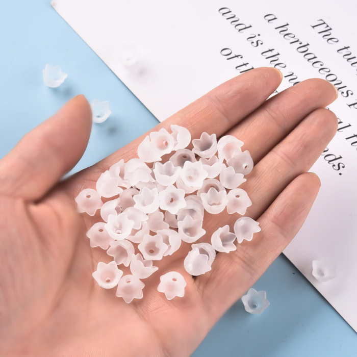 Floare acrilica, clopotel, alb transparent - 10 mm - 1 bucata [5]