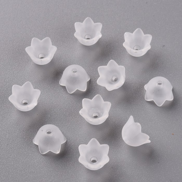 Floare acrilica, clopotel, alb transparent - 10 mm - 1 bucata [8]
