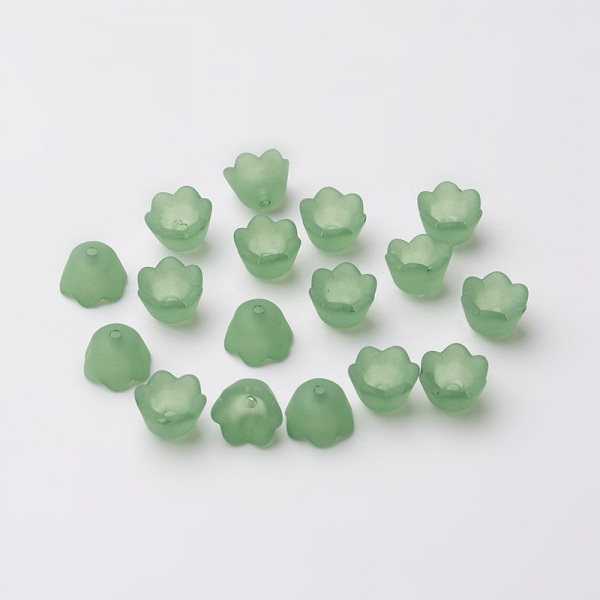 Floare acrilica, clopotel, verde transparent - 10 mm - 1 bucata [2]