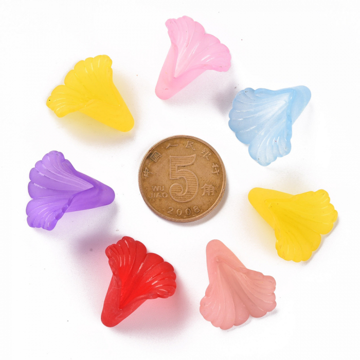 Floare- clopotel - acrilic - portocaliu transparent - 20 mm - 1 bucata [3]