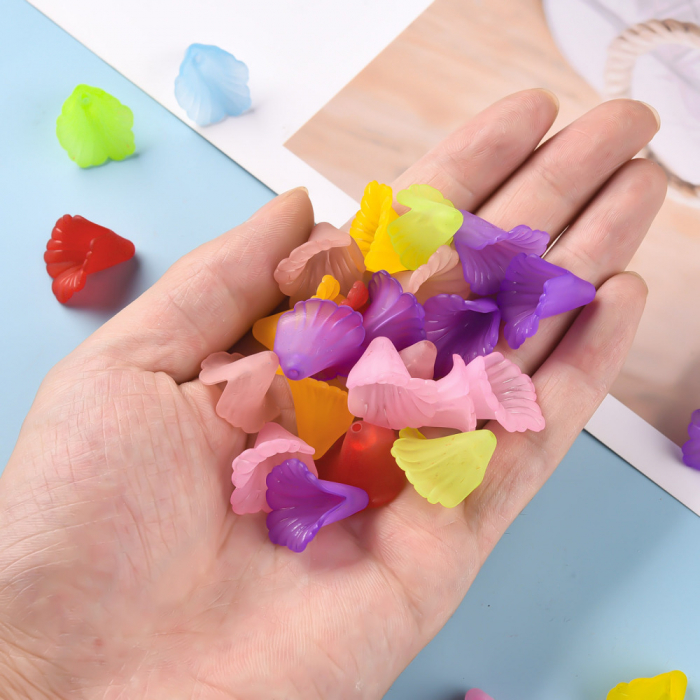 Floare clopotel acrilic roz transparent, 20 mm, 1 bucata [7]