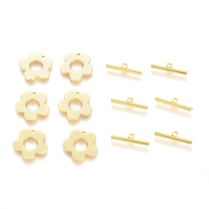 Inchizatoare placata cu aur de 18K, cu floare, 13 mm - 1 bucata [2]