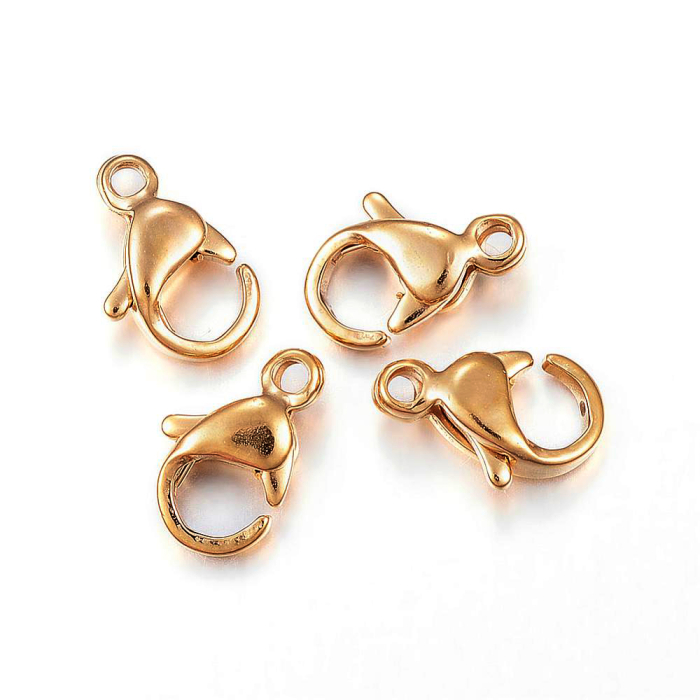 Închizătoare tip lobster din inox 304, placate cu aur 18K prin Ion Plating, 9x6 mm [2]