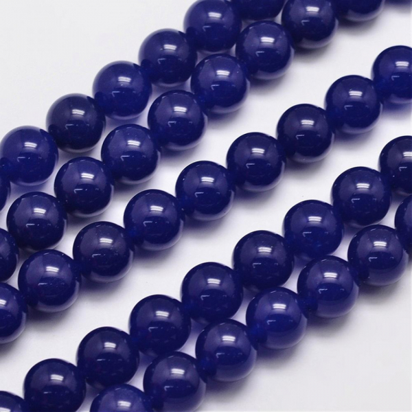 Jad Malaysia Natural, vopsit albastru Midnight Blue, rotund, 12 mm, 1 buc [2]