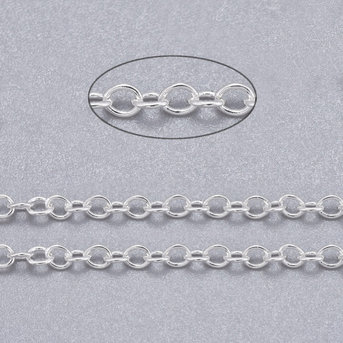 Lant argintiu, din alama, rezistent la oxidare fara nichel - zale de 2x1,5 mm - 1 m [4]