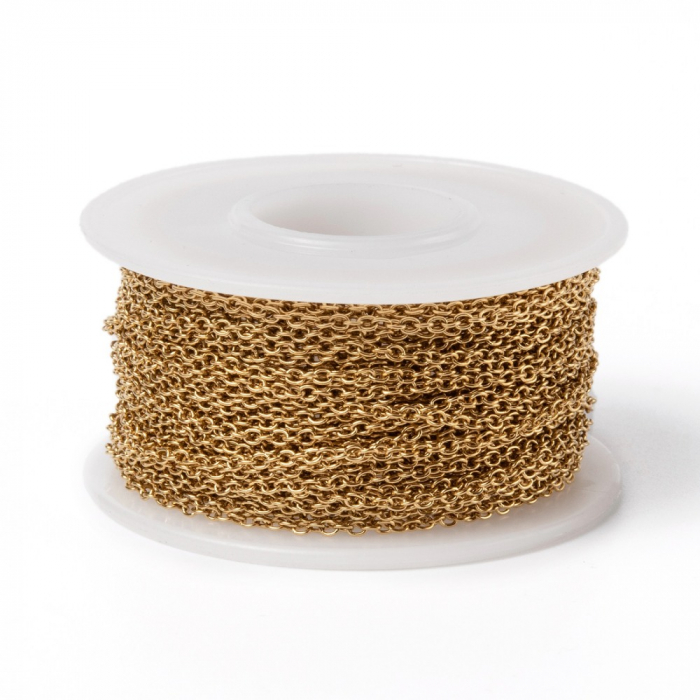 Lant auriu din otel inoxidabil 304, 2.5x2X0.5mm - 50 cm Cod LIAu1 [3]