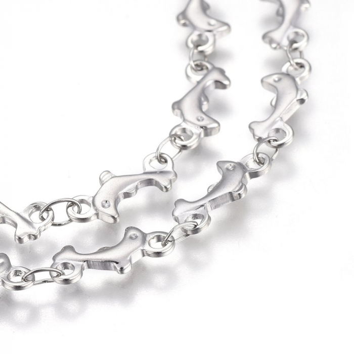 Lant din otel inoxidabil 304, delfin, 12x5.5mm - 50 cm Cod LI1 [1]