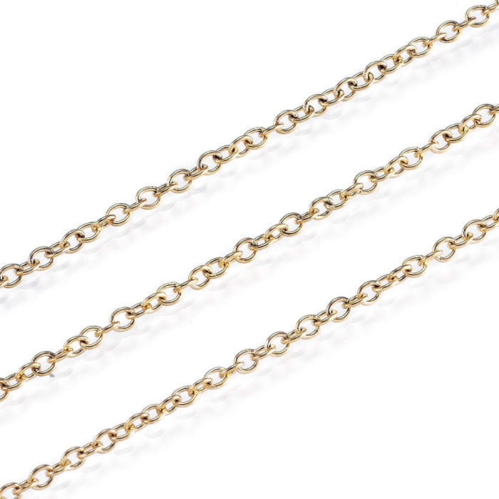 Lanț cablu din inox 304, placat cu aur 18K prin Ion Plating, zale ovale 2x0.5 mm – la metru [2]