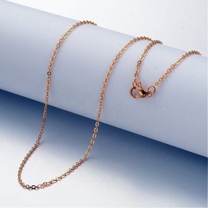 Colier din inox 304 cu lanț cablu și închizătoare lobster, placat cu aur 18K prin Ion Plating, 45 cm, 1.5 mm [1]