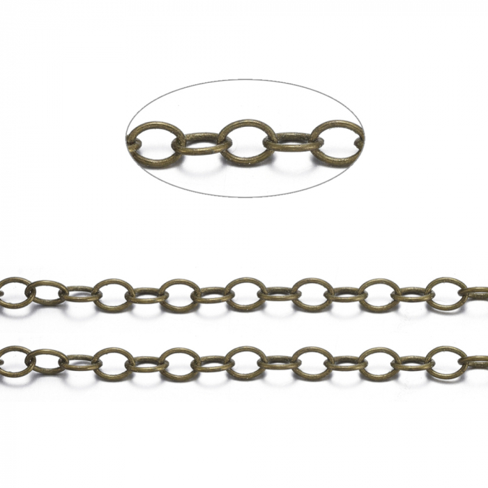 Lant din alama, culoarea bronzului antichizat, fara nichel - zale de 4x3 mm [3]