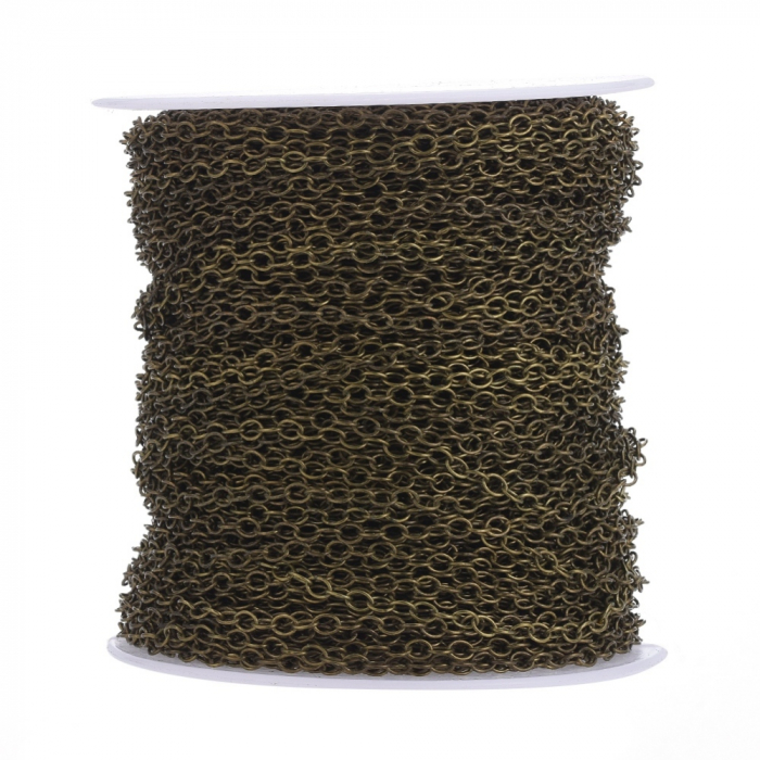 Lant din alama, culoarea bronzului antichizat, fara nichel - zale de 4x3 mm [5]