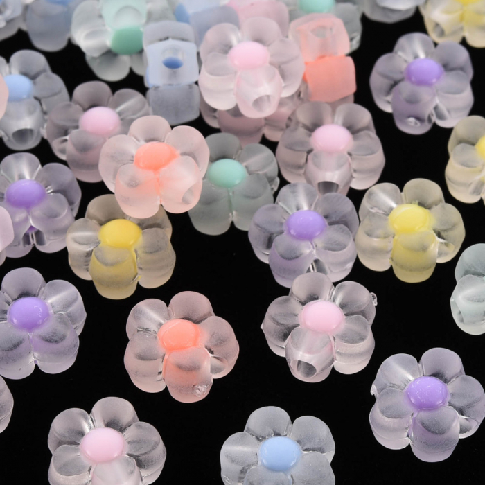 Margele acrilice in forma de floare, transparent cu roz 12 mm - 1 bucata [3]