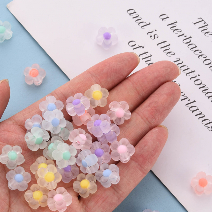 Margele acrilice in forma de floare, transparent cu portocaliu 12 mm - 1 bucata [2]