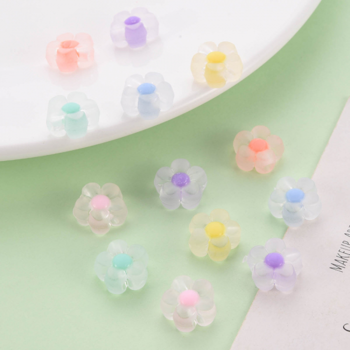 Margele acrilice in forma de floare, transparent cu galben 12 mm - 1 bucata [5]