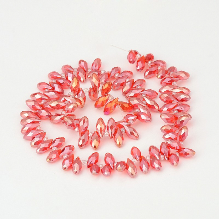 Margele de cristal, brioleta lacrima fatetata electroplacata Rosu AB 12X6 mm-1 bucata [2]