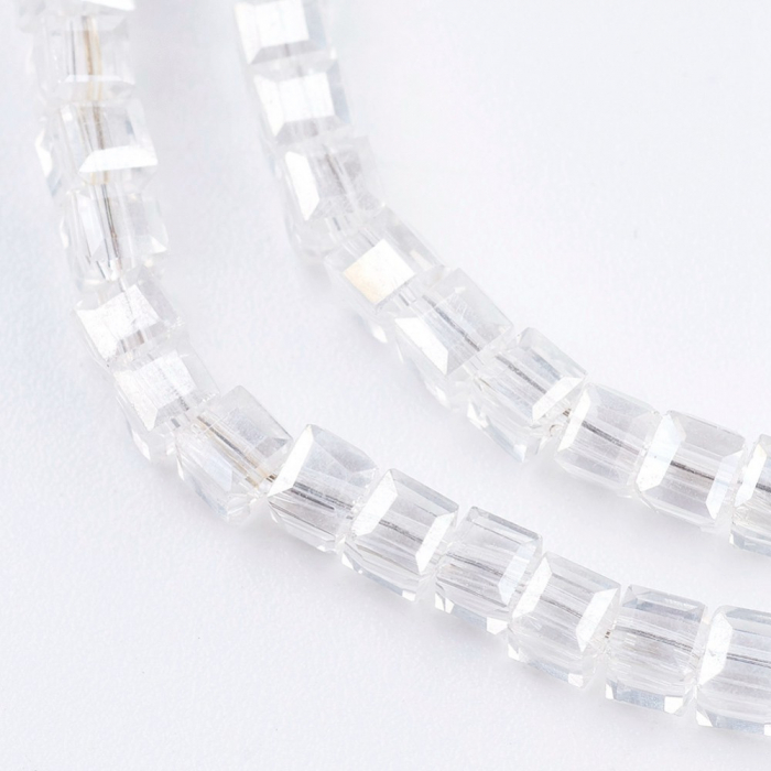 Margele de cristal, cub, Transparent AB, 2X2 mm - 1 bucata [2]