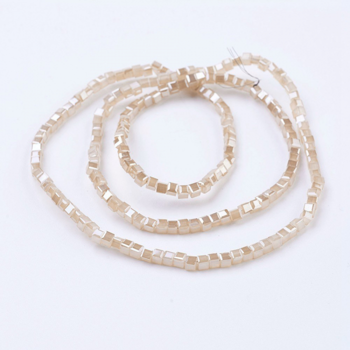Margele de cristal, cub, Half Rainbow Plated Tan, 2,5X2,5 mm - 1 bucata [2]
