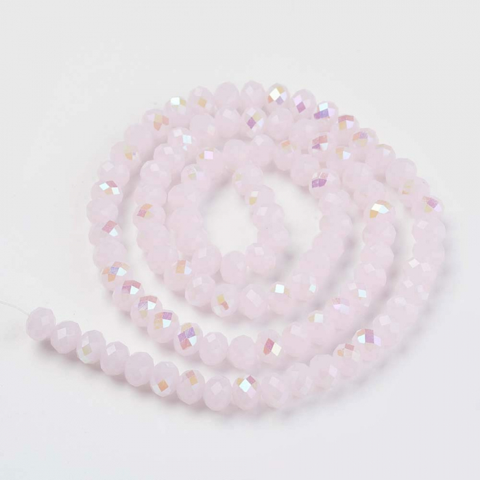 Margele de cristal electroplacat, rondele fatetate, roz Half Rainbow Plated Pink 4X3 mm, 1 bucata [5]