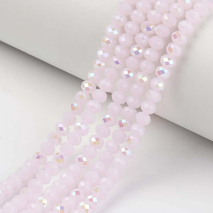 Margele de cristal electroplacat, rondele fatetate, roz Half Rainbow Plated Pink 4X3 mm, 1 bucata [4]