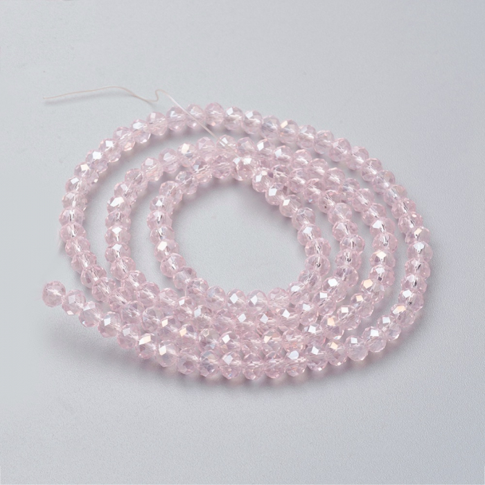 Margele de cristal electroplacat, rondele fatetate, roz Full Rainbow Plated Pink 4X3 mm, 1 bucata [3]