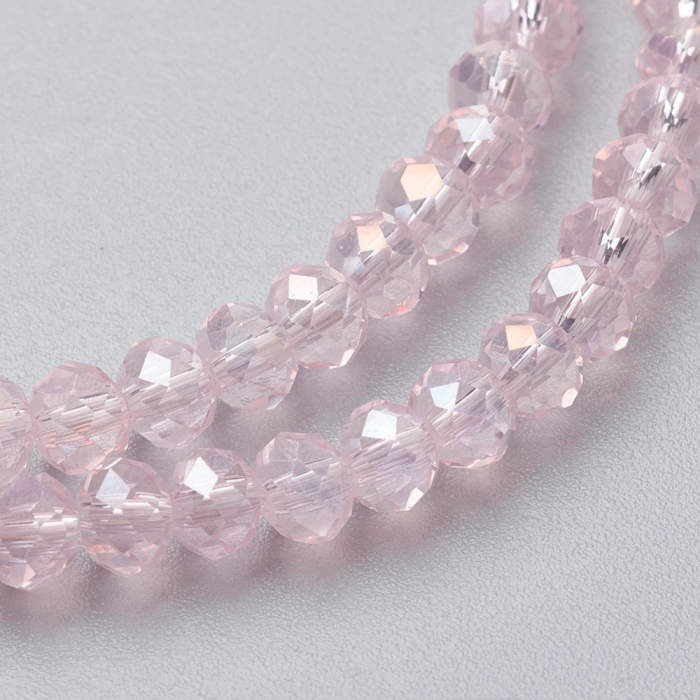Margele de cristal electroplacat, rondele fatetate, roz Full Rainbow Plated Pink 4X3 mm, 1 bucata [2]