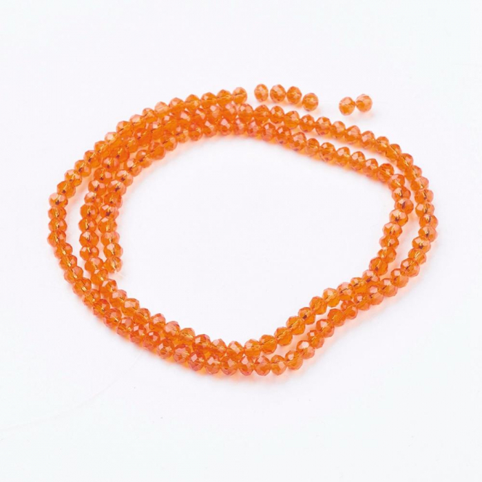 Margele de cristal, rondele fatetate, Portocaliu, 4x3 mm, 1 bucata [3]