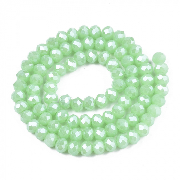 Margele de cristal, rondele fatetate, Verde Deschis Pearl Luster Plated, 4x3 mm, 1 bucata [2]