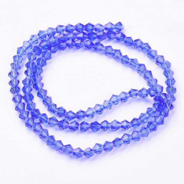 Margele de sticla, bicon, albastru, imitatie de cristal Swarovski - 4 mm- 1 bucata [2]
