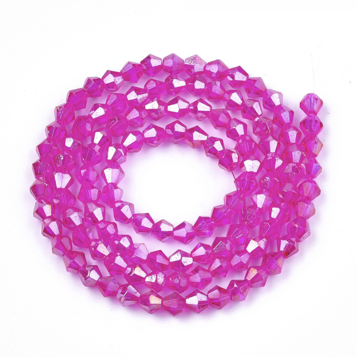 Margele de sticla, bicon, Magenta AB, 4 mm-1 bucata [2]