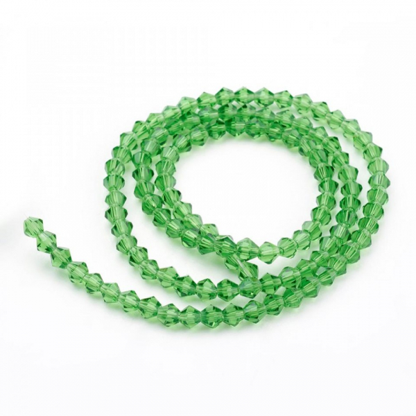 Margele de sticla, bicon, lime green, imitatie de cristal Swarovski - 4 mm-1 bucata [2]