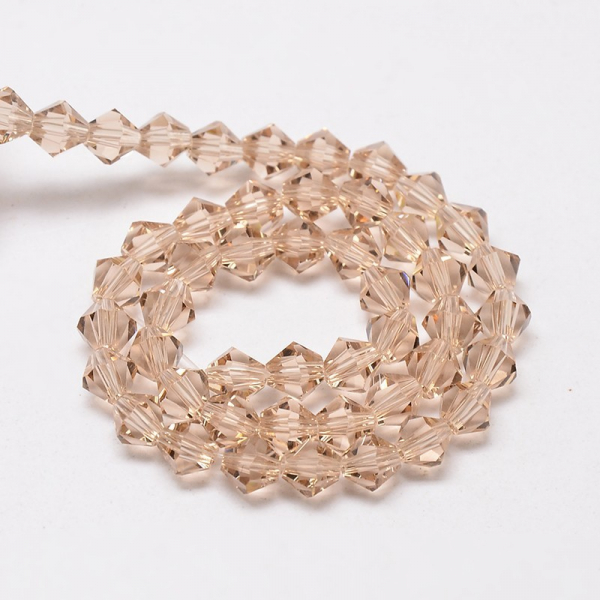 Margele de sticla, bicon, peach puff, imitatie de cristal austriac - 4 mm-1 bucata [2]