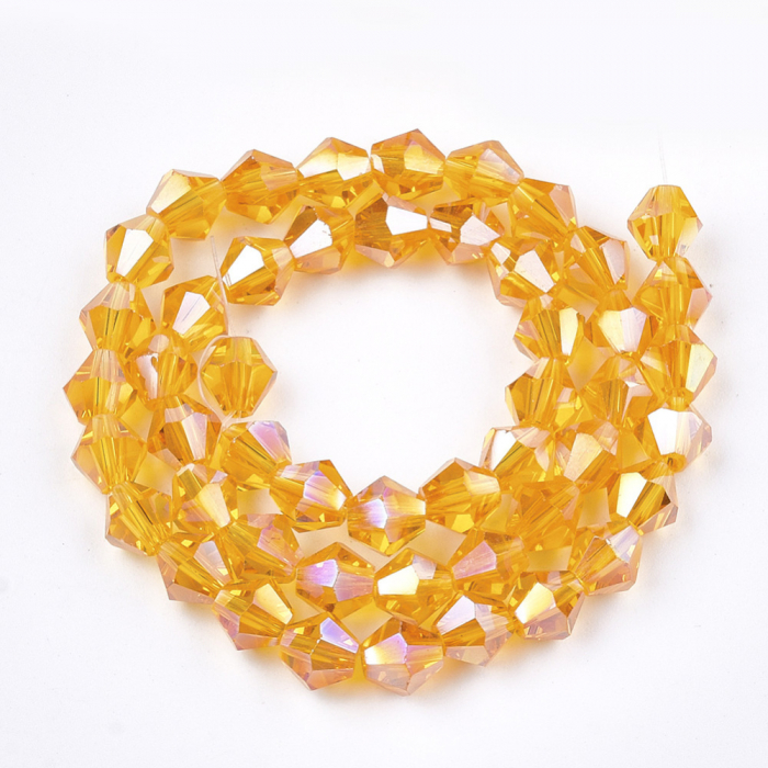 Margele de sticla, bicon, Portocaliu AB, imitatie de cristal Swarovski - 6 mm-1 bucata [2]