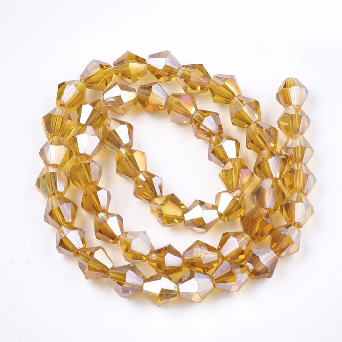 Margele de sticla, bicon, Portocaliu  inchis AB, imitatie de cristal Swarovski - 6 mm-1 bucata [2]