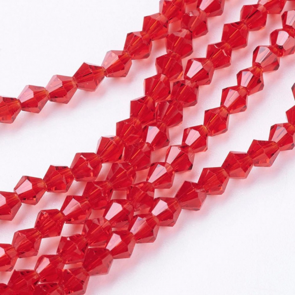 Margele de sticla, bicon, rosu transparent, imitatie de cristal austriac, 6 mm-1 bucata [1]