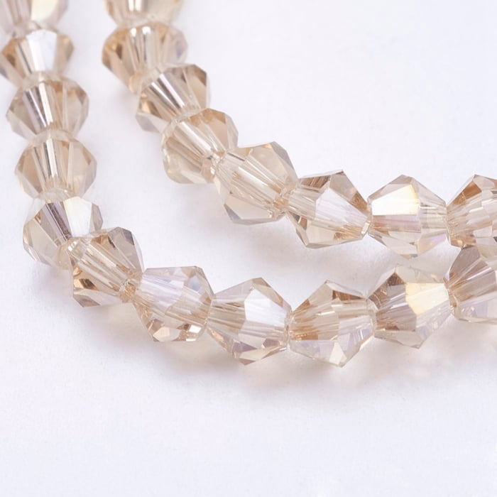 Margele de sticla bicon, Bej, imitatie de cristal austriac - 4 mm-1 bucata [2]