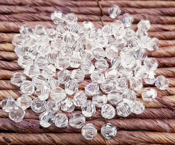 Margele de sticla, bicon, transparent, imitatie de cristal Swarovski - 4 mm-1 bucata [2]