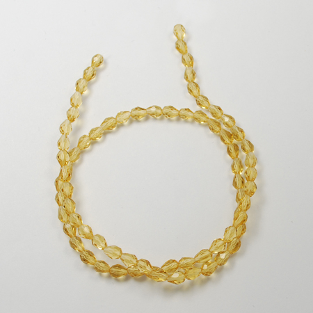 Margele de sticla, lacrima fatetata, light kaki- 6x4 mm-1 bucata [2]