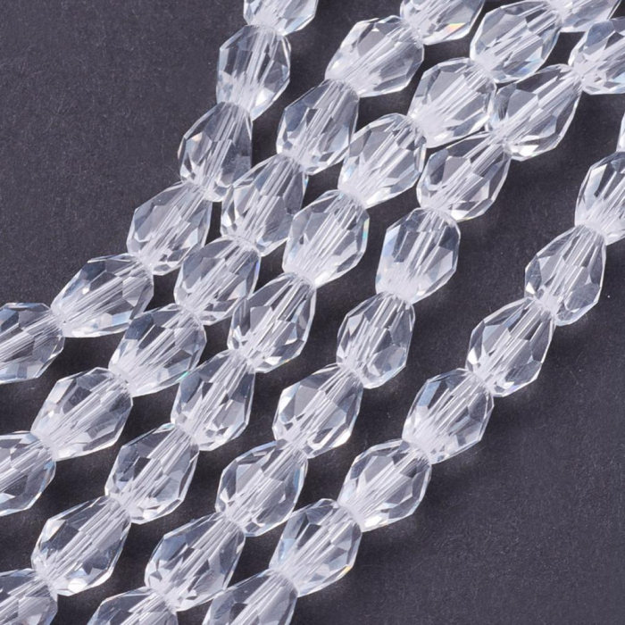 Margele de sticla, lacrima fatetata, transparenta - 6x4 mm-1 bucata [2]