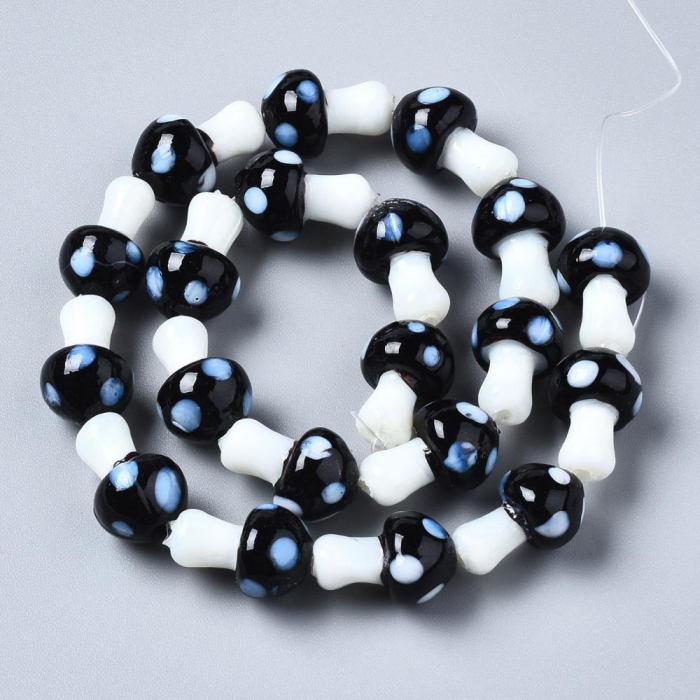 Margele de sticla lampwork, in forma de ciupercuta neagra, 16X12 mm, 1 bucata [4]