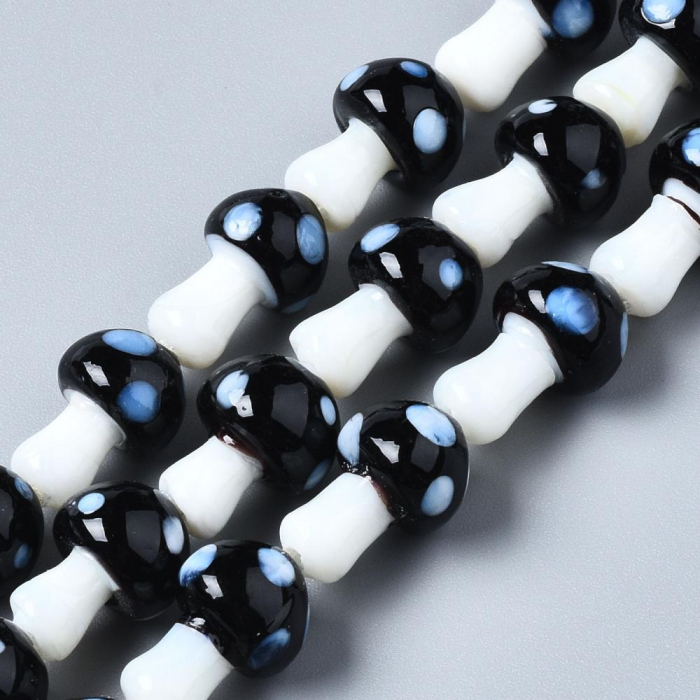 Margele de sticla lampwork, in forma de ciupercuta neagra, 16X12 mm, 1 bucata [5]