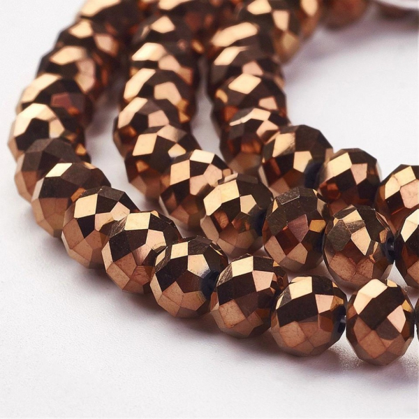 Margele de sticla maro, electroplacate, cuprate  - 6x4 mm - 1 bucata [2]