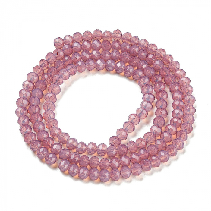 Margele de sticla culoare Opalite Flamingo, rondele fatetate, 3.5X2,5 mm, 1 buc [2]